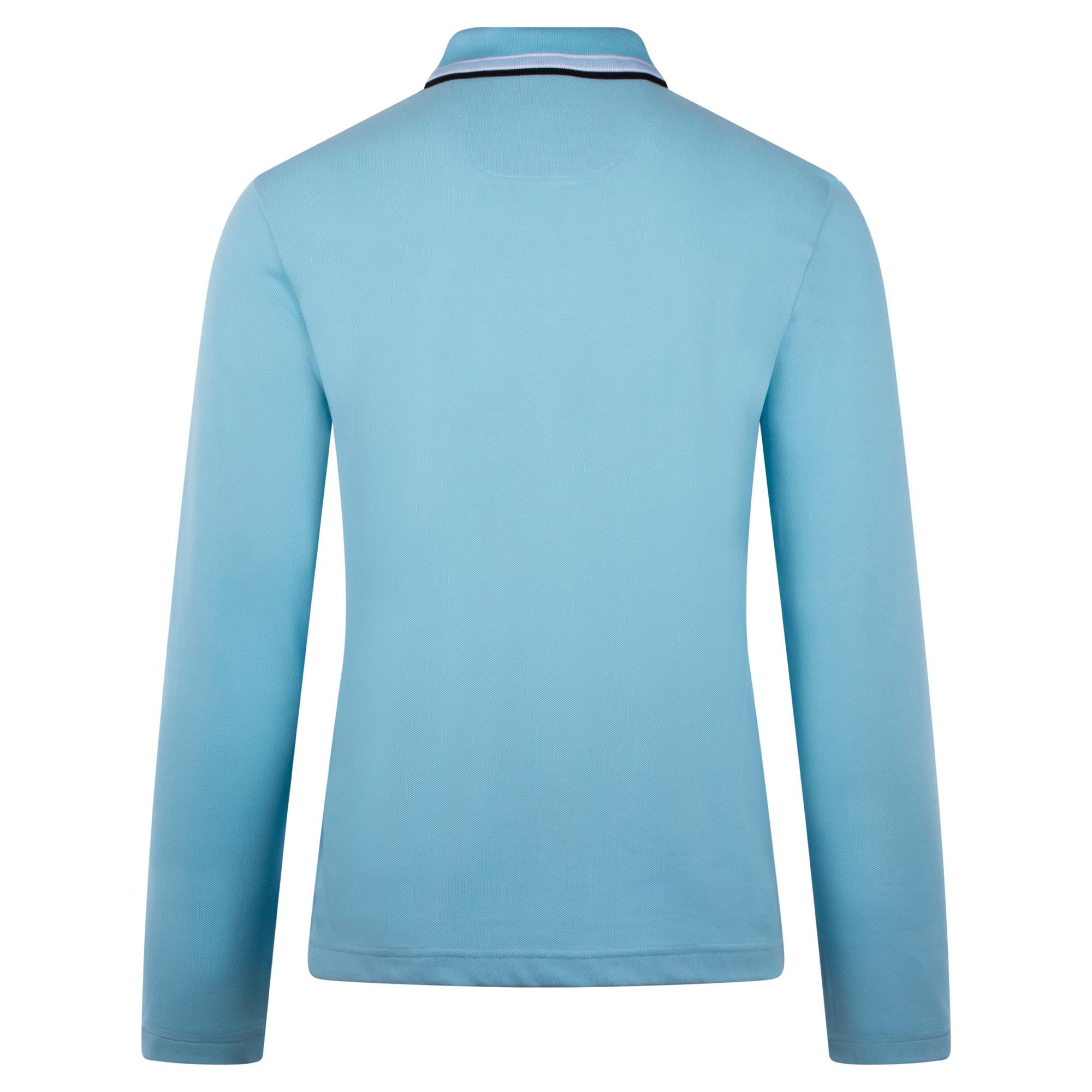 Boss Pilsy Long Sleeve Polo Shirt Light Pastel Blue